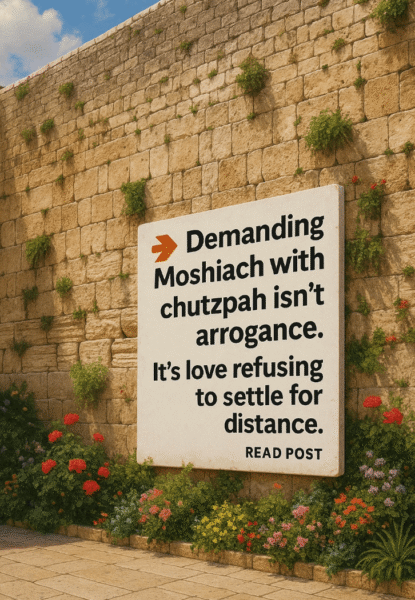 The Rebbe said you can the demand messianic era with chutzpah.