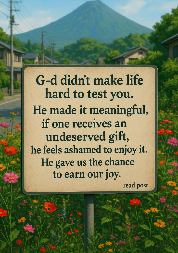 sign about G-d not testing you