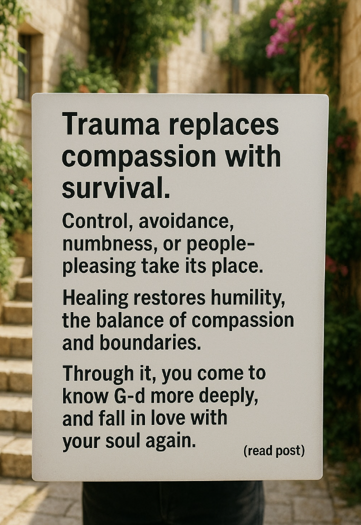 sign about trauma replacing compassion