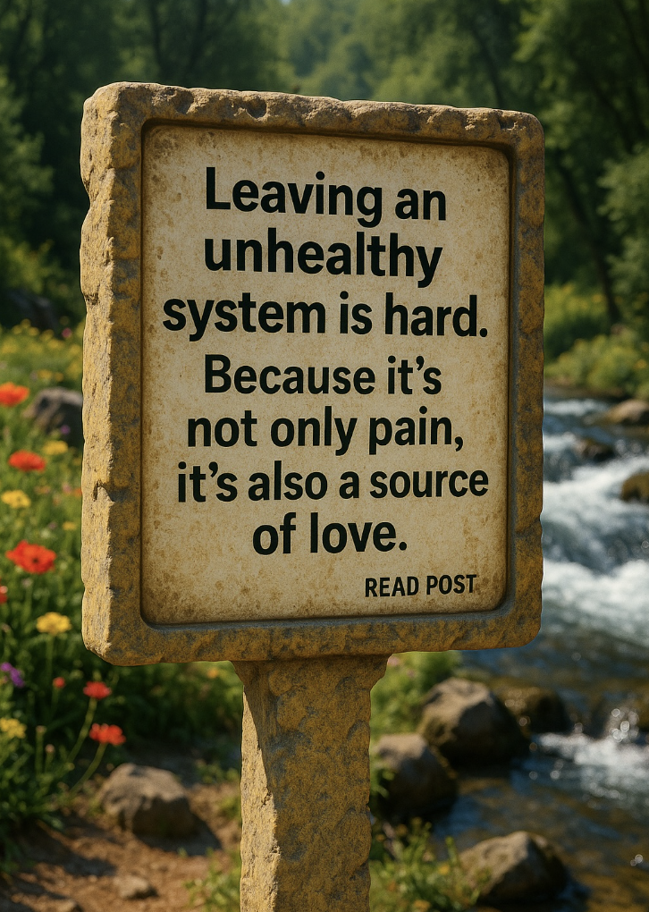 Sign about leaving unhealthy systems