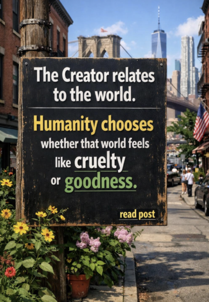 Humanity does not choose whether The Creator relates to the world.