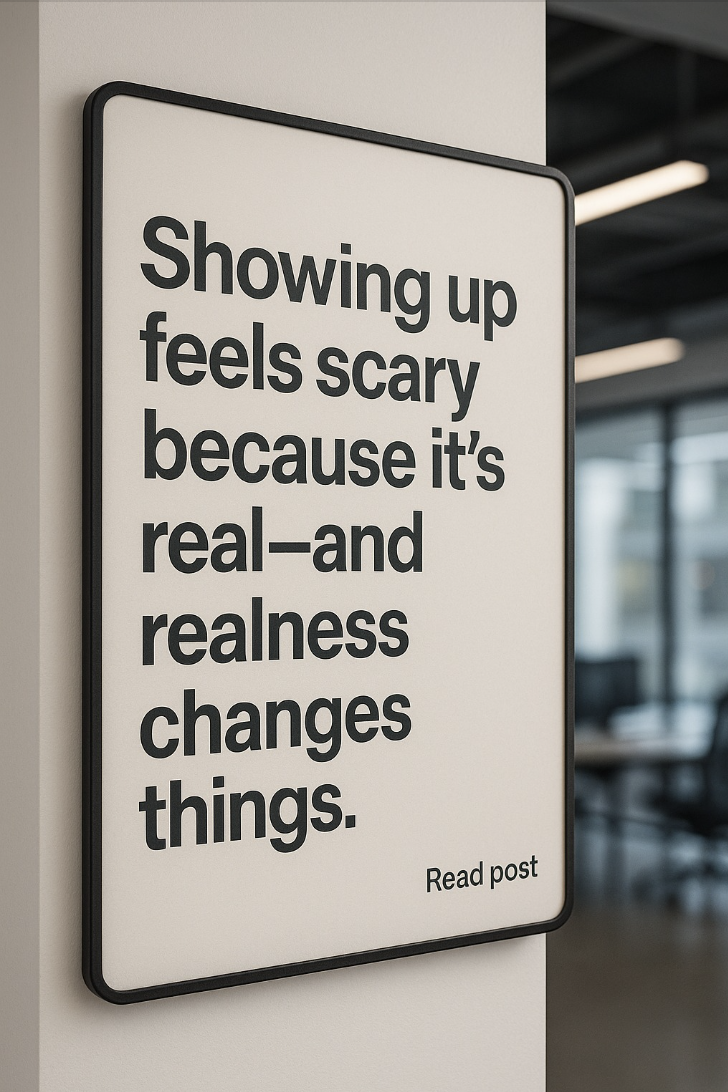 Sign about showing up