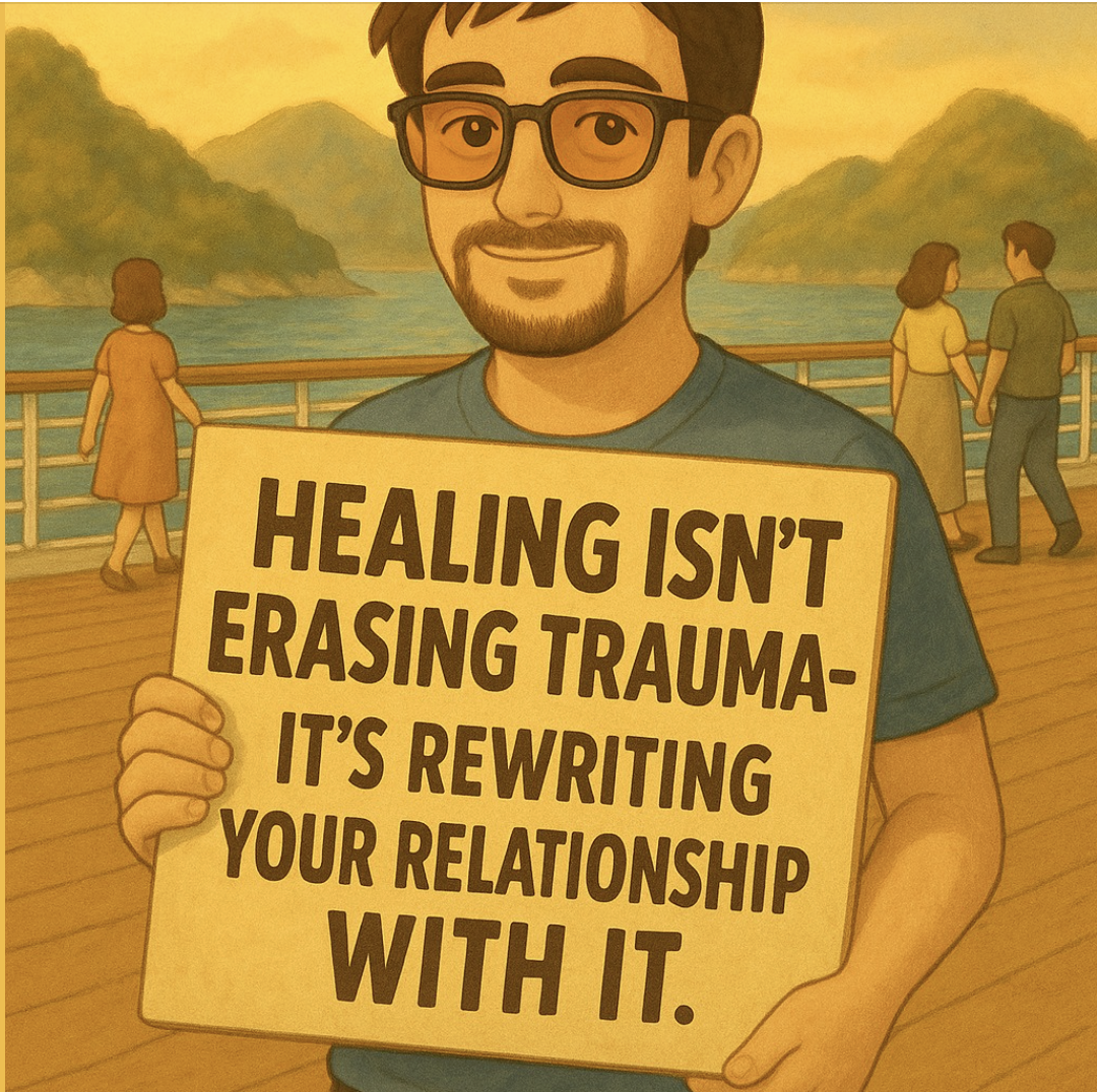 Man holding sign about healing