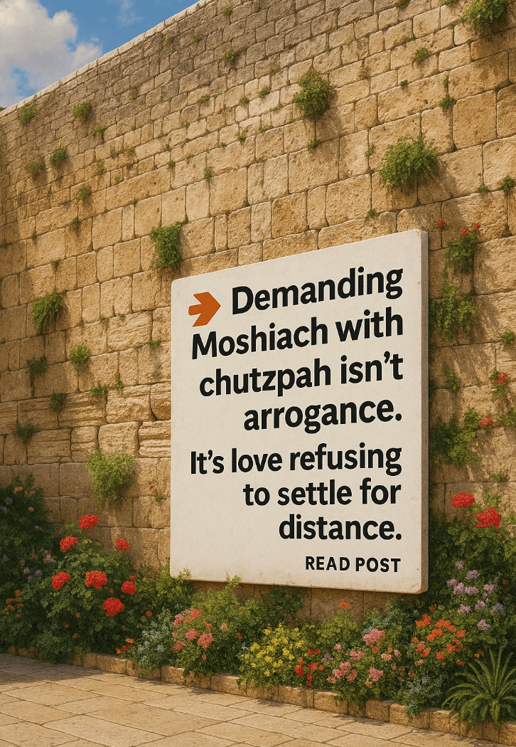 The Rebbe said you can the demand messianic era with chutzpah.