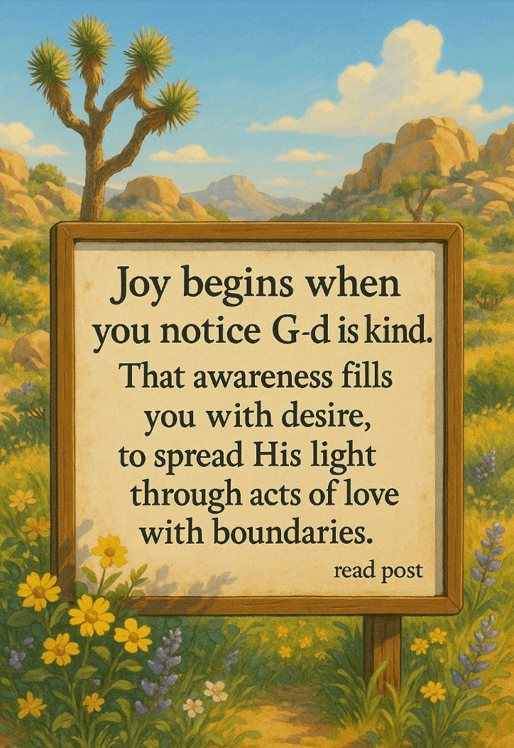 sign about joy beginning when you notice G-d