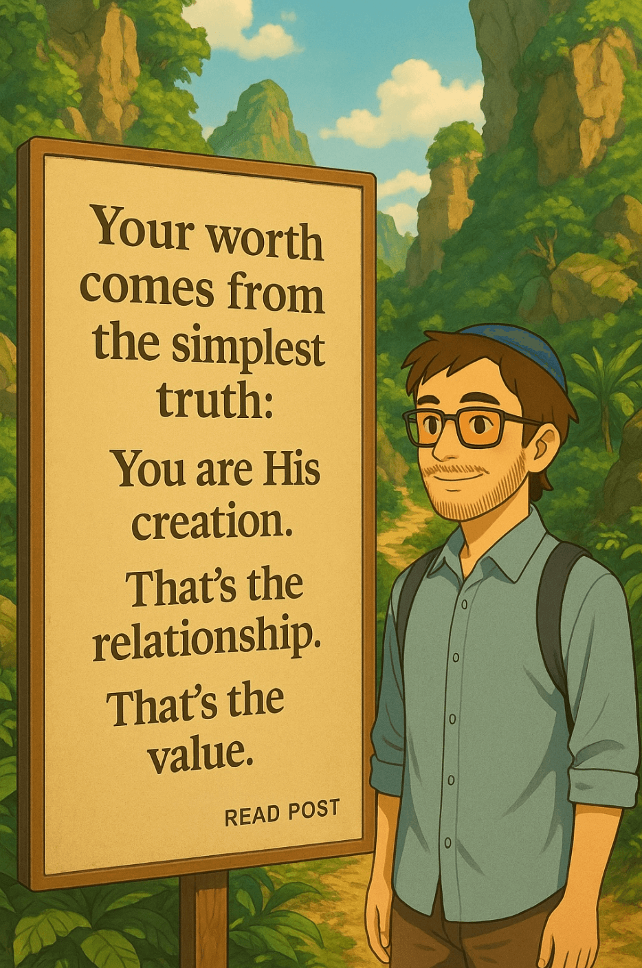 Sign about how your worth comes from the simplest truth