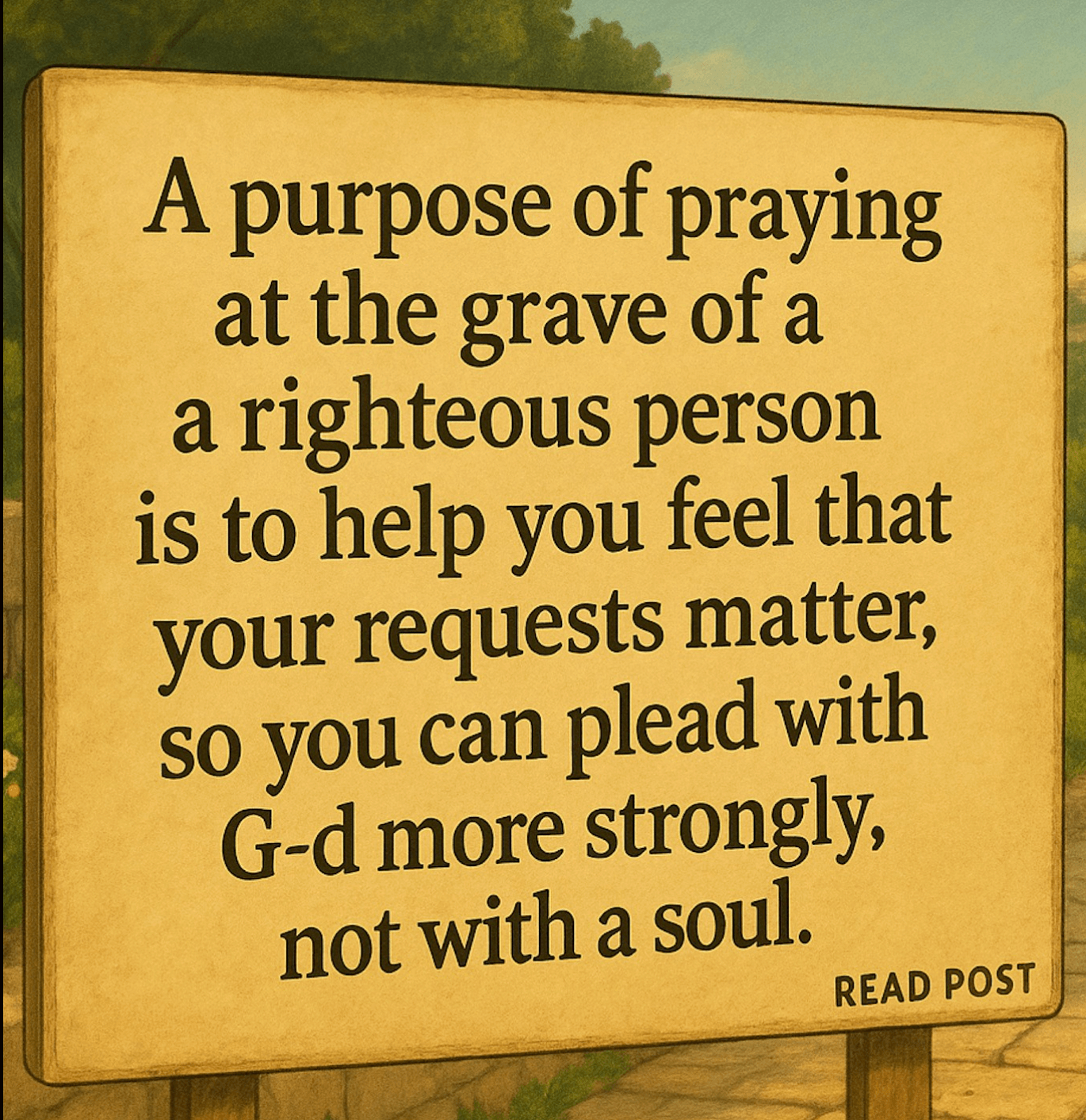 Sign about a purpose of playing at a grave