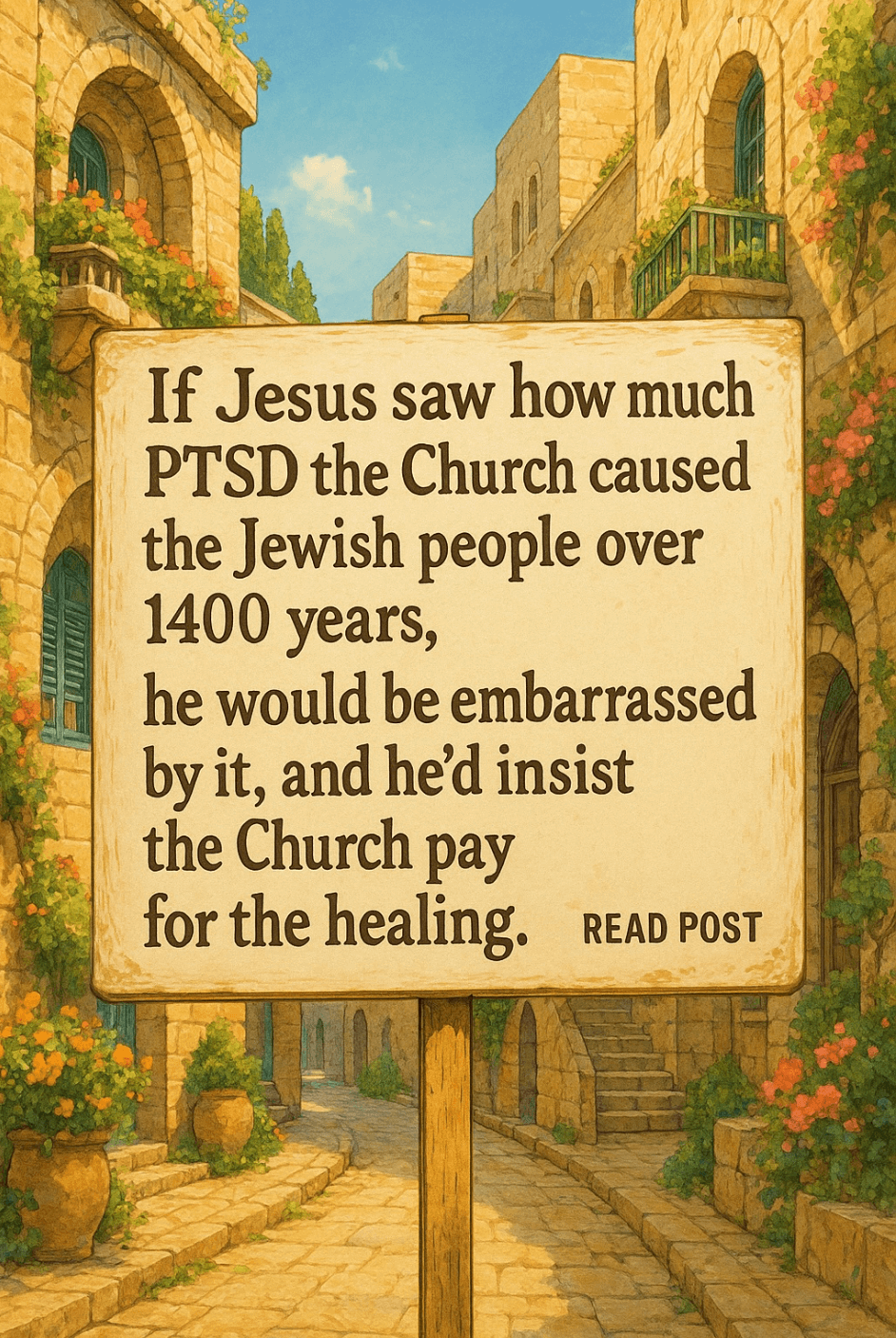 Sign about Jesus and church ptsd