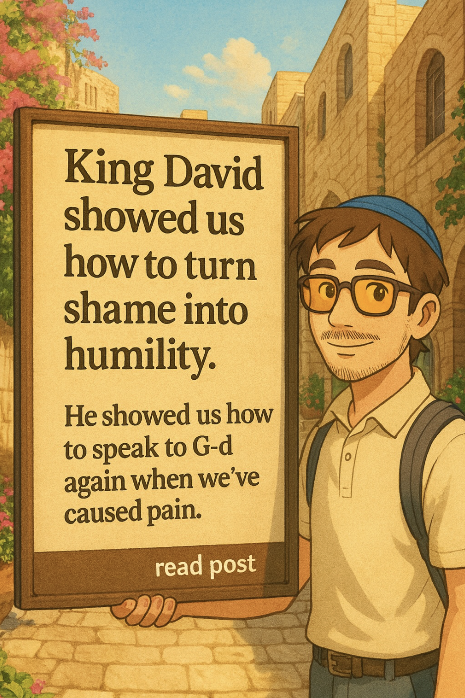 Sign about King David and turning shame into humility